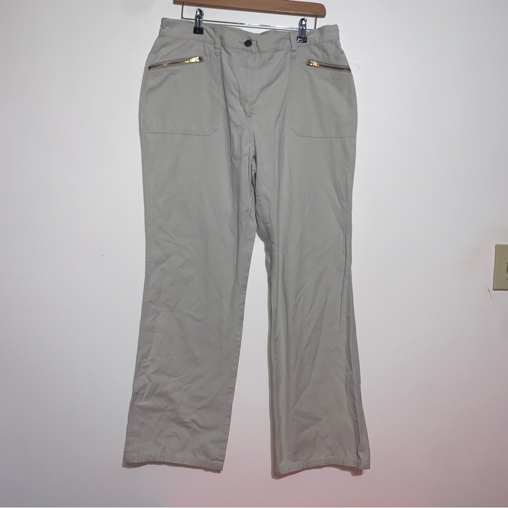 New York & Company Khaki Chinos with Gold Accents 100% cotton size 14
